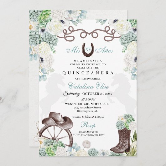 Groene Cacti Westelijke Hoefijzer Charra Quinceane Kaart (Voorkant / Achterkant)