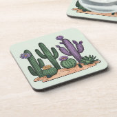 Groene Cactus Bloemen Onderzetter Set (Linkerzijde)