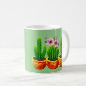 Groene Cactus Bloemige Aangepaste Mok (Voorkant rechts)