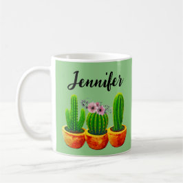 Groene Cactus Bloemige Aangepaste Mok