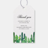 Groene cactus bruiloft dank u. Cactussen cadeau la Cadeaulabel (Voorkant)