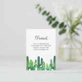Groene cactus bruiloft details. Zomer cactussen in Informatiekaartje (Staand voorkant)