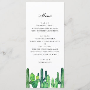 Groene cactus bruiloft menu. Cactussen diner menu