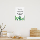 Groene cactus bruiloft welkom print. Cacti bord Poster (Keuken)
