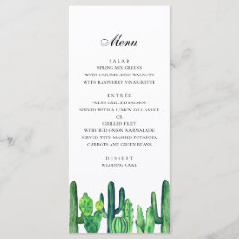 Groene cactus bruiloftsmenu. Cacti diner menu