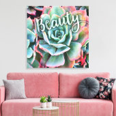 Groene Cactus Foto Moderne Beauty Quote Script vet Canvas Afdruk (Insitu (Woonkamer))