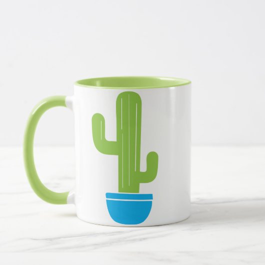 Groene Cactus in blauwe pot illustratie Mok (Links)