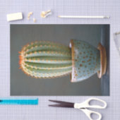 Groene Cactus in een Blauwgroen keramische pot Dec Tissuepapier (Craft)