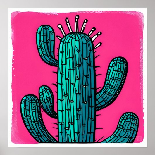 Groene Cactus - Kunstdruk Poster (Voorkant)