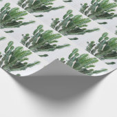Groene cactus: minimalistische witte achtergrond cadeaupapier (Hoek)