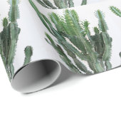 Groene cactus: minimalistische witte achtergrond cadeaupapier (Rol Hoek)