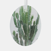 Groene cactus: minimalistische witte achtergrond glas ornament (Voorkant Rechts)
