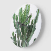 Groene cactus: minimalistische witte achtergrond grote klok (Hoek)