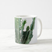 Groene cactus: minimalistische witte achtergrond koffiemok (Voorkant rechts)