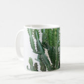 Groene cactus: minimalistische witte achtergrond koffiemok (Voorkant links)