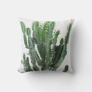 Groene cactus: minimalistische witte achtergrond kussen