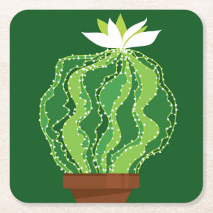 Groene cactus: natuurlijk abstract motief. kartonnen onderzetters