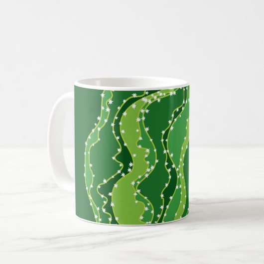 Groene cactus: natuurlijk abstract motief. koffiemok (Voorkant links)