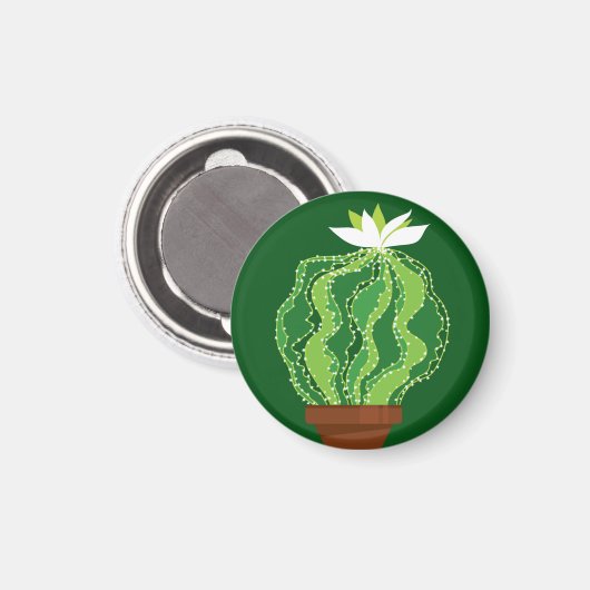 Groene cactus: natuurlijk abstract motief. magneet (Voorkant / Achterkant)