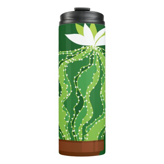 Groene cactus: natuurlijk abstract motief. thermosbeker (Voorkant)