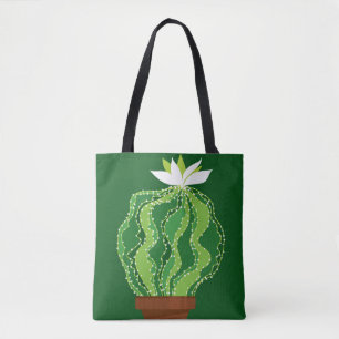 Groene cactus: natuurlijk abstract motief. tote bag