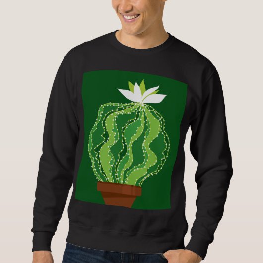 Groene cactus: natuurlijk abstract motief. trui (Voorkant)