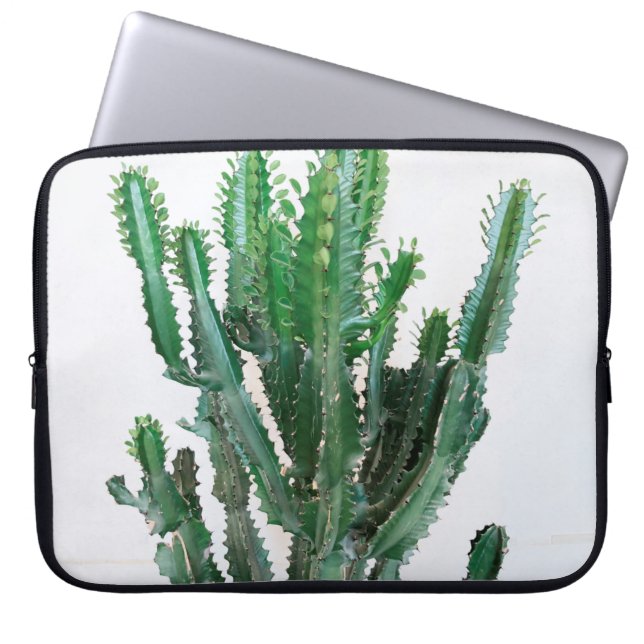 Groene cactus op witte achtergrond. laptop sleeve (Voorkant)