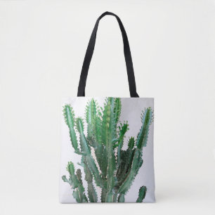 Groene cactus op witte achtergrond. tote bag