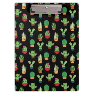 Groene Cactus op zwarte achtergrond - Spiral Bound Klembord