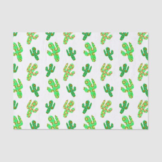 Groene Cactus Patroon Desert Botanische Thema Tissuepapier (Voorkant)