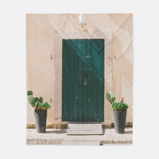 GROENE CACTUS-PLANT NAAR GROEN DEUR FLEECE DEKEN (Voorkant)