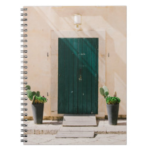 GROENE CACTUS-PLANT NAAR GROEN DEUR NOTITIEBOEK