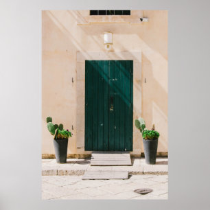 GROENE CACTUS-PLANT NAAR GROEN DEUR POSTER
