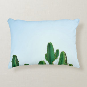 Groene cactus plant op witte achtergrond accent kussen