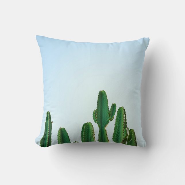Groene cactus plant op witte achtergrond kussen (Voorkant)