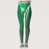 Groene cactus plant verlaat pastel leggings (Voorkant)