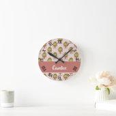 Groene cactus planten op roze ronde klok (Huis)