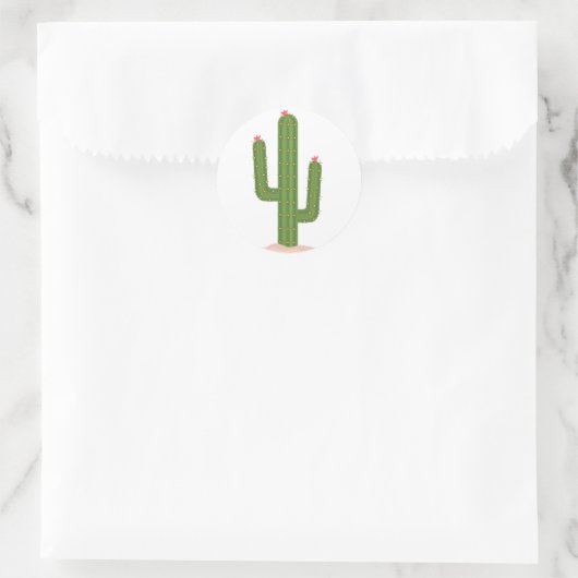 Groene Cactus Roze Bloem Stickers (Tas)