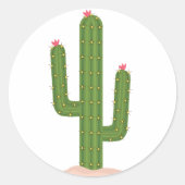 Groene Cactus Roze Bloem Stickers (Voorkant)