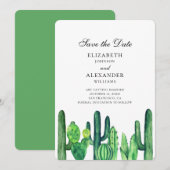 Groene cactus save the date. Zomer huwelijks cacti Date (Voorkant / Achterkant)