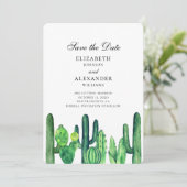 Groene cactus save the date. Zomer huwelijks cacti Date (Staand voorkant)