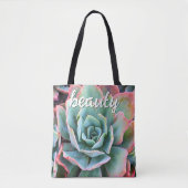 Groene Cactus Succulent Fotografie Schoonheidsscri Tote Bag (Voorkant)