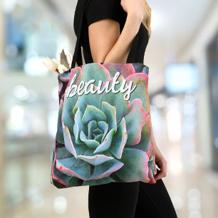 Groene Cactus Succulent Fotografie Schoonheidsscri Tote Bag