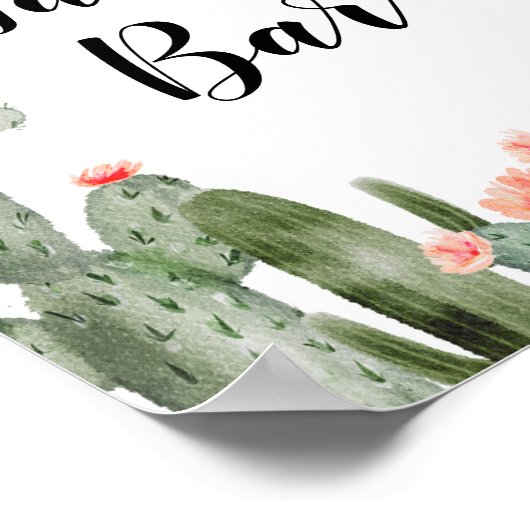 Groene Cactus Taco Bar Vrijgezellenfeest Roze Flor Poster (Hoek)