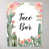 Groene Cactus Taco Bar Vrijgezellenfeest Roze Flor Poster (Voorkant)