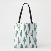 Groene cactus tas. Moderne waterverf cactussen Tote Bag (Voorkant)