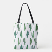 Groene cactus tas. Moderne waterverf cactussen Tote Bag (Achterkant)