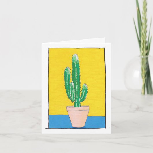 Groene Cactus tekening, eenvoudig, modern, Kaart (Voorkant)