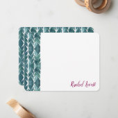 Groene cactus textuurplatte notitie notitiekaartje (Voorkant / Achterkant in situ)