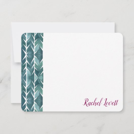 Groene cactus textuurplatte notitie notitiekaartje (Voorkant)